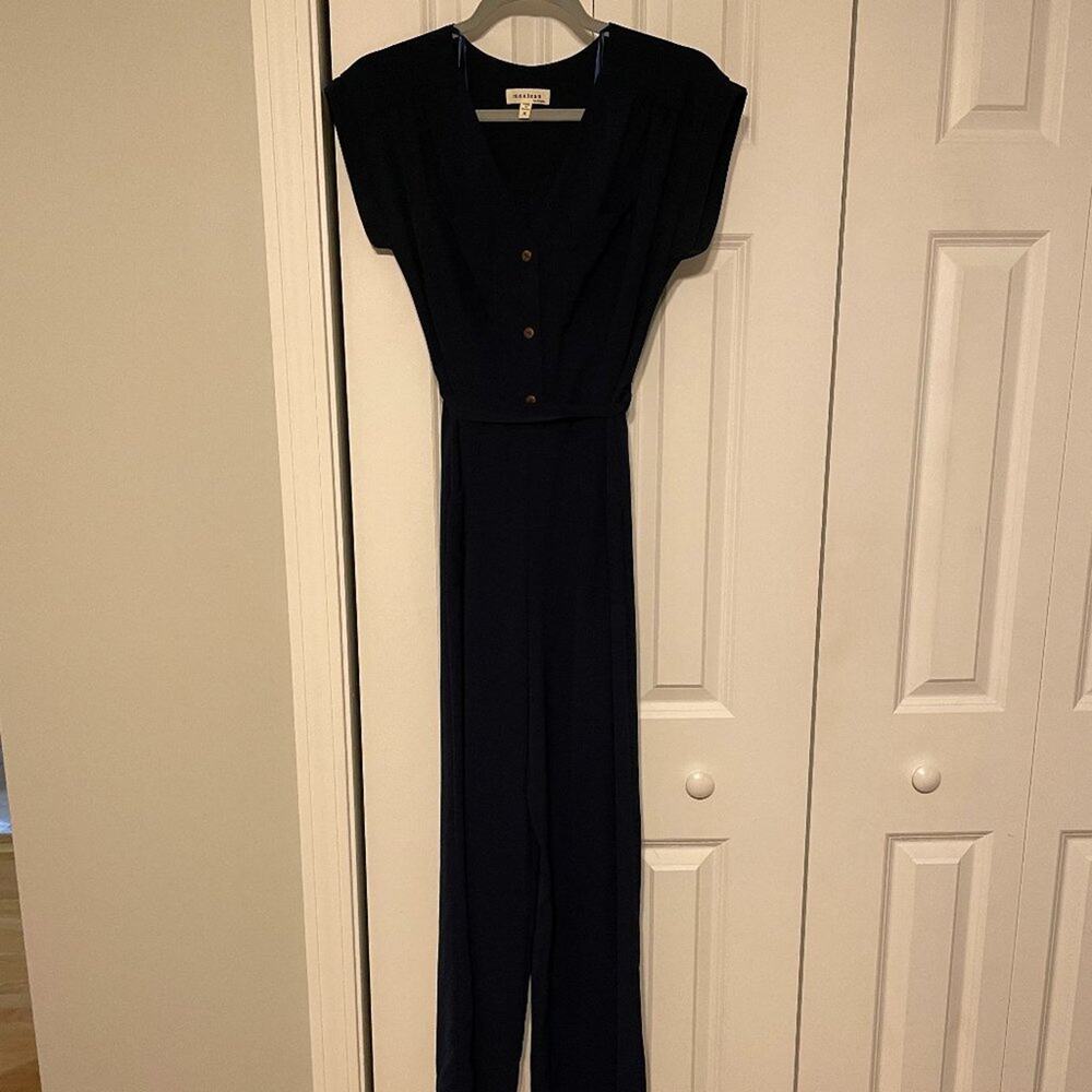 Monteau Navy Jumpsuit with Pockets Small